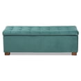 thumbnail image 4 of Bowery Hill Teal Blue Velvet Upholstered Storage Ottoman Bench, 4 of 11