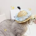 thumbnail image 3 of Cute Flower Knitted Straw Pet Hat - Adjustable Summer Sun Hat - Dog Cat Rabbit Costumes, 3 of 8