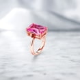 thumbnail image 4 of Gem Stone King 18K Rose Gold Plated Silver Pink Created Sapphire and Red Garnet Ring for Women (10.10 Cttw, Emerald Cut 14x10MM, Gemstone September Birthstone, Size 8), 4 of 4