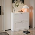 thumbnail image 4 of VOWNER Shoe Cabinet with 2 Flip Drawers, Freestanding Shoe Storage Cabinet with Adjustable Shelf & Anti-Tipping Device, Shoe Rack for Entryway, Hallway, Living Room (White), 4 of 15