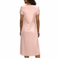 thumbnail image 3 of Camisetas de Cuello en V de Manga Larga de Mujer de Verano de Color Sólido Manga Corta Vestido de Sueño con Cuello en V, Vestido de Cuello en V de Manga Larga para las Mujeres Ropa de Noche Casual, 3 of 5