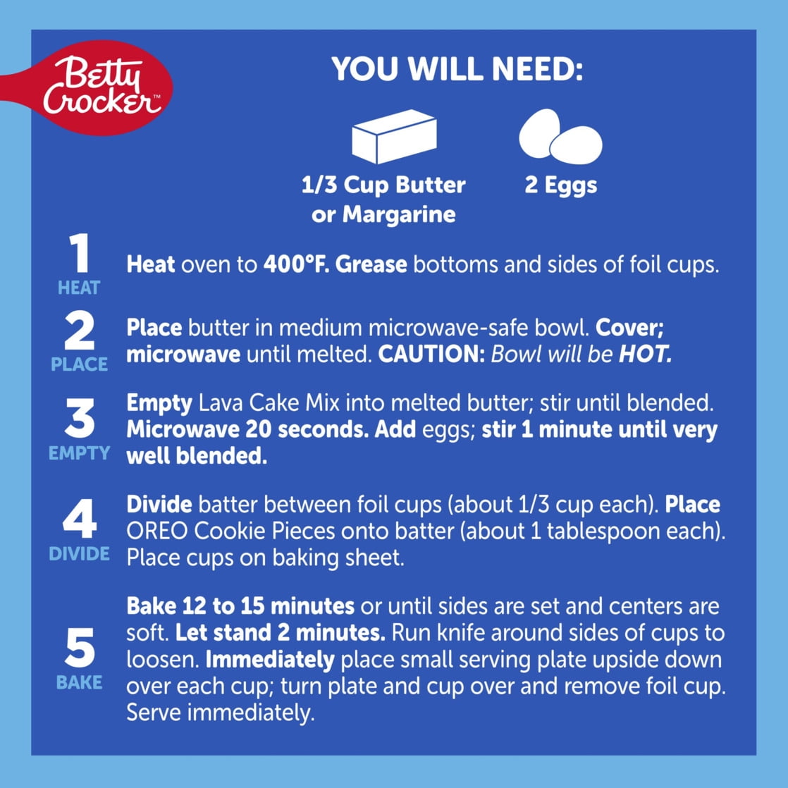 (8 pack) Betty Crocker OREO Lava Cake Mix, Chocolate Cake Mix With OREO Cookie Pieces, 8.3 oz