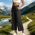 thumbnail image 2 of Oksale Gaucho Pants for Women with Pockets Wide Leg Capris Stretch High Waisted Capri Golf Pants Cropped Trousers Black XL, 2 of 7
