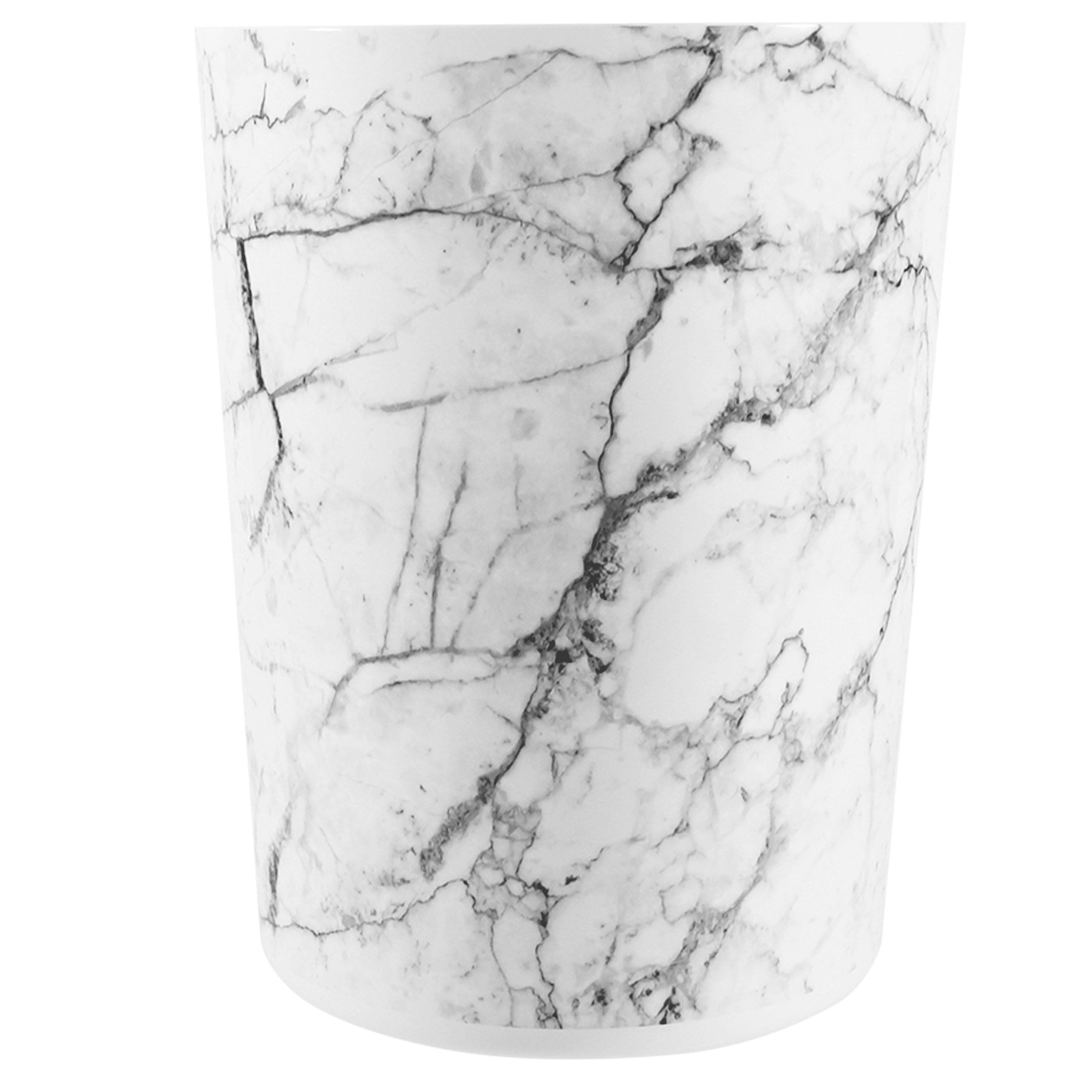(2 pack) Mainstays Bathroom Trash Can, 5 Gallon Marble Plastic Garbage Bucket Bin with No Lid, White