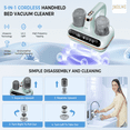 thumbnail image 2 of Mattress Vacuum Cleaner - 5-in-1 Cordless Bed Vacuum Cleaner, Powered by UV-C Light & Ultrasonic Technology, 16Kpa Strong Suction,Low Noise,Suitable for Dust, Pet Hair-Green, 2 of 7