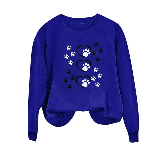 Birdeem Hauts pour Femmes Manches Longues Col Rond Imprimé Chandails en Molleton Sans Capuche Manches Longues Hauts pour Femmes