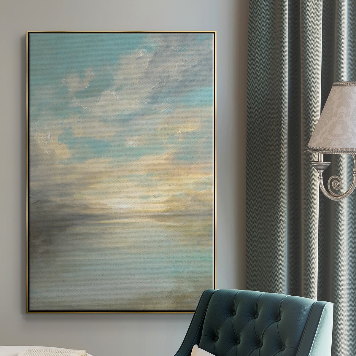 Morning Glory Framed Premium Gallery Wrapped Canvas - Ready to Hang - 17 x 25 - Gold Floating Frame