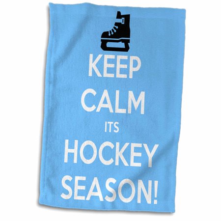 3dRose Keep calm its hockey season, Blue and White - Towel, 15 by 22-inch