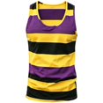 thumbnail image 4 of Multi Color Horizontal Stripe U Neck Muscle Tank Top Men Slim Shoulder Strap Breathable Sleeveless Tee for Fitness Outdoor Vacation Daily Looks Orange XXXL, 4 of 4