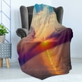 thumbnail image 4 of Ocean Soft Flannel Fleece Throw Blanket, Majestic Sunrise in Tranquil Sea Horizon Dawn Rays Clouds Water Reflection, Cozy Plush for Indoor and Outdoor Use, 50" x 70", Orange Purple Blue, by Ambesonne, 4 of 5