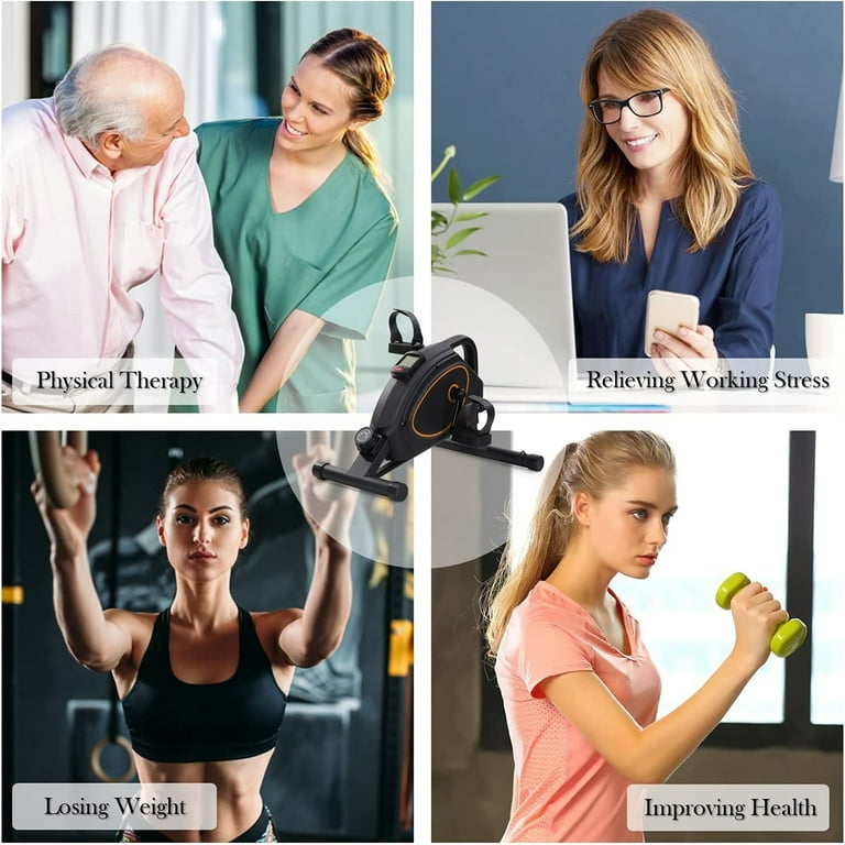 Marnur Under Desk Exercise Bike with Adjustable Magnetic Resistance Free Fitness Bands