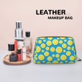 thumbnail image 4 of blue Lemon Makeup Bag, Large Capacity Travel Cosmetic Bag for Women Girls- Travel Toiletry Bag Leather Portable Waterproof Makeup Case Organizer with Handle, 4 of 4