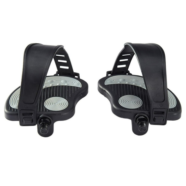 Par de pedales para bicicleta estática con correas ajustables para el pedaleo. Bicicleta para el hogar. Eje largo de 127 mm