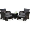 thumbnail image 6 of Patiojoy 5 PCS Patio Rattan Wicker Furniture Set Chair Coffee Table Kit w/Soft Cushion Ottoman Gray, 6 of 6