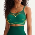 thumbnail image 2 of Iugvhana Women's Wireless Sports Bra Mesh Cutout Breathable Seamless Bras Push Up Workout Bralettes No Underwire Comfortable Yoga Bra Green M, 2 of 8