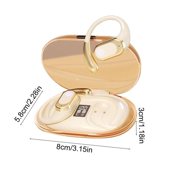 LACKUST True Wireless Earbuds with Earhooks, Bluetooth 5.4, Long Battery Life, Low Latency, Type-C Fast Charging for Sports, Beige