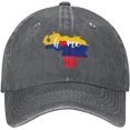 thumbnail image 1 of Unisex Adjustable Baseball Cap with Venezuela Home Map Heart Pattern Yarn Dyed Denim Snapback Solid Hat, 1 of 8