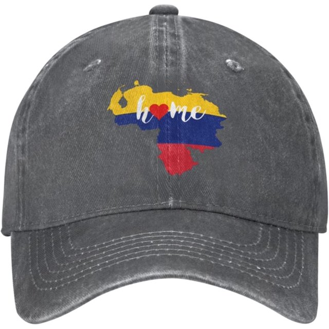 Unisex Adjustable Baseball Cap with Venezuela Home Map Heart Pattern Yarn Dyed Denim Snapback Solid Hat
