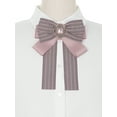 thumbnail image 4 of INSPIRE CHIC Bow Ties Striped Pre-Tied Ribbon Brooch Pin for Women Fashion Pink, 4 of 4