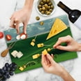 thumbnail image 4 of Landscape Cutting Board, Hills in the Rays of Evening Sun Agricultural Landscape Cloudy Sky Rainy Day Nature, Decorative Tempered Glass Cutting and Serving Board, Large Size, Green, by Ambesonne, 4 of 5