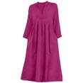 thumbnail image 4 of Women's Fashion Solid Color Casual Dress Hot Pink XL, 4 of 4