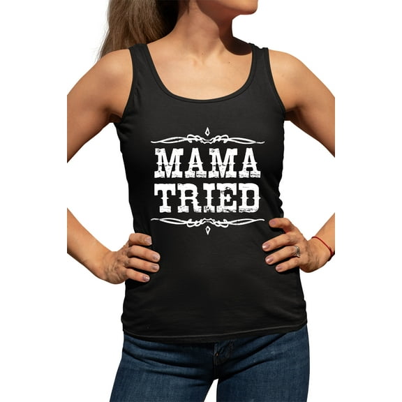 Womens Mama Tried Retro Country Music Racerback Tank Top T-Shirt