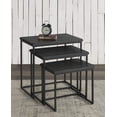 thumbnail image 3 of Benzara 3 Piece Pine wood and Metal Nesting Table-Color:Gray, 3 of 4