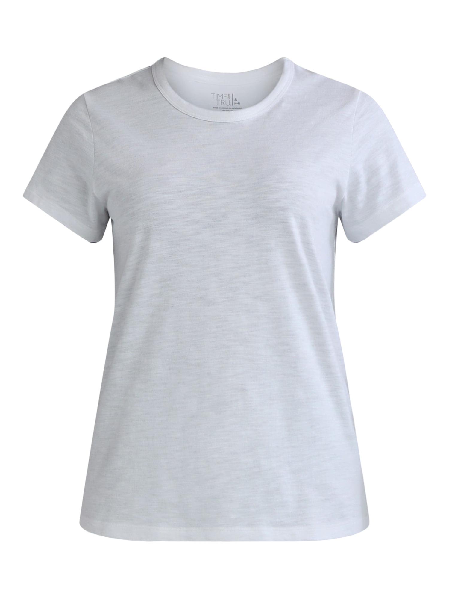 Time and Tru Women’s Slub Jersey Crewneck Tee with Short Sleeves, 2-Pack, Sizes XS-3XL