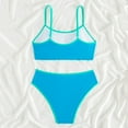 thumbnail image 5 of Linfrsh Women Two Piece Bikini Set High Waisted Color Block Swim Suit 2025 Summer Beach Womens Bathing Suit Blue,L, 5 of 7
