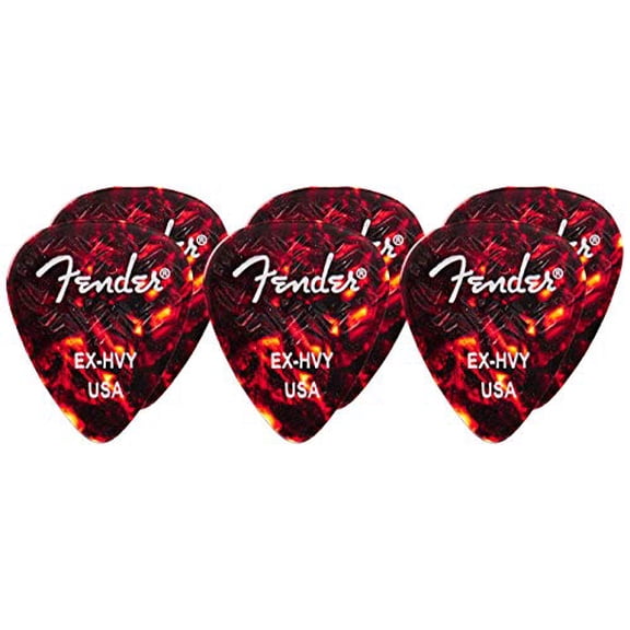 Fender Wavelength Tortoise Shell Guitar Picks (6) - 351 Shape - Extra Heavy