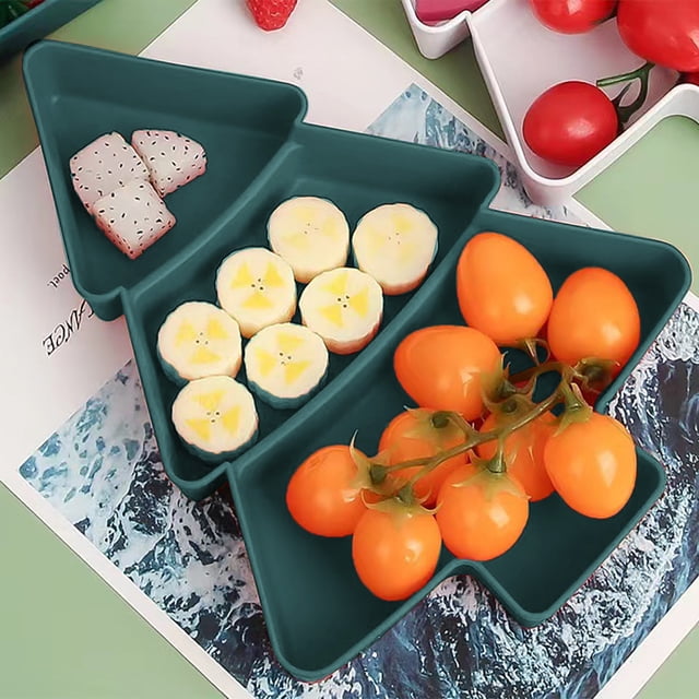 Hbdhejl Premium Christmas Tree Nut Tray Snack Assortment Assorted And Convenient Plastic Sectional Serving Platter For Lazy Snacks