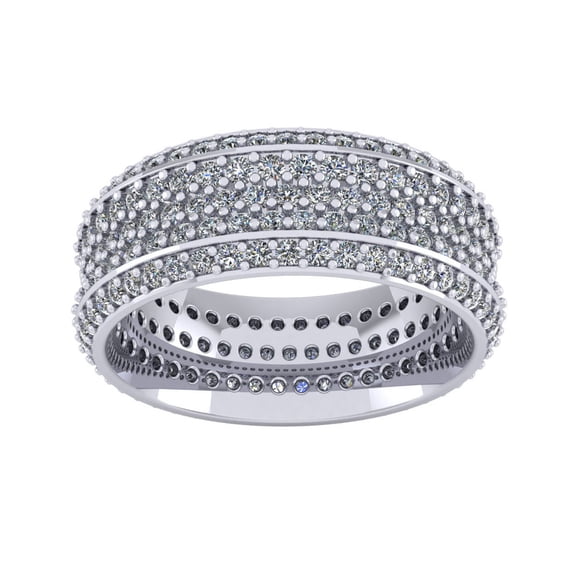 3Ct Round Cut Natural Diamond 5Row Anniversary Wedding Eternity Band Ring 18k Gold IJ SI2