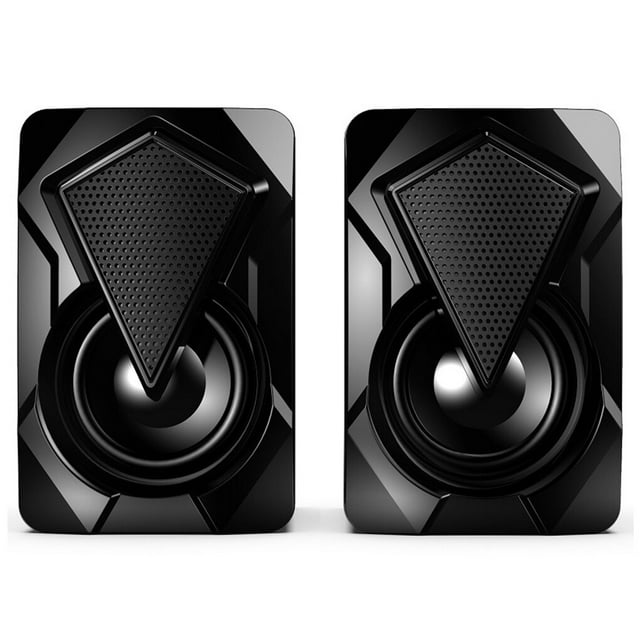 pitrice 1 Pair Computer Speakers Stereo USB RGB Loudspeakers 3.5mm Wired LED Light Portable Desktop Subwoofers