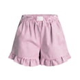 thumbnail image 4 of Vivianyn HD Women's Ruffled Hem Striped Shorts, Elastic Waist Casual Loose Fit Summer Bottoms with Pockets,Pink,Size S-XXL, 4 of 7