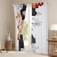 thumbnail image 3 of Manfei Retro Flower Curtains Pack of 2 (42x84 Each),Modern Aesthetic Art Curtains Blackout,Orange Black White Bedroom Curtains For Men Women,Luxury Bedroom Decor, 3 of 6
