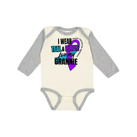 

Inktastic Suicide Prevention I Wear Teal and Purple for My Grannie Gift Baby Boy or Baby Girl Long Sleeve Bodysuit