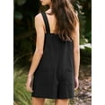 thumbnail image 5 of Musuos Women Casual Summer Rompers Overalls Solid Color Sleeveless Backless Shorts Loose Jumpsuits with Pockets Streetwear, 5 of 6