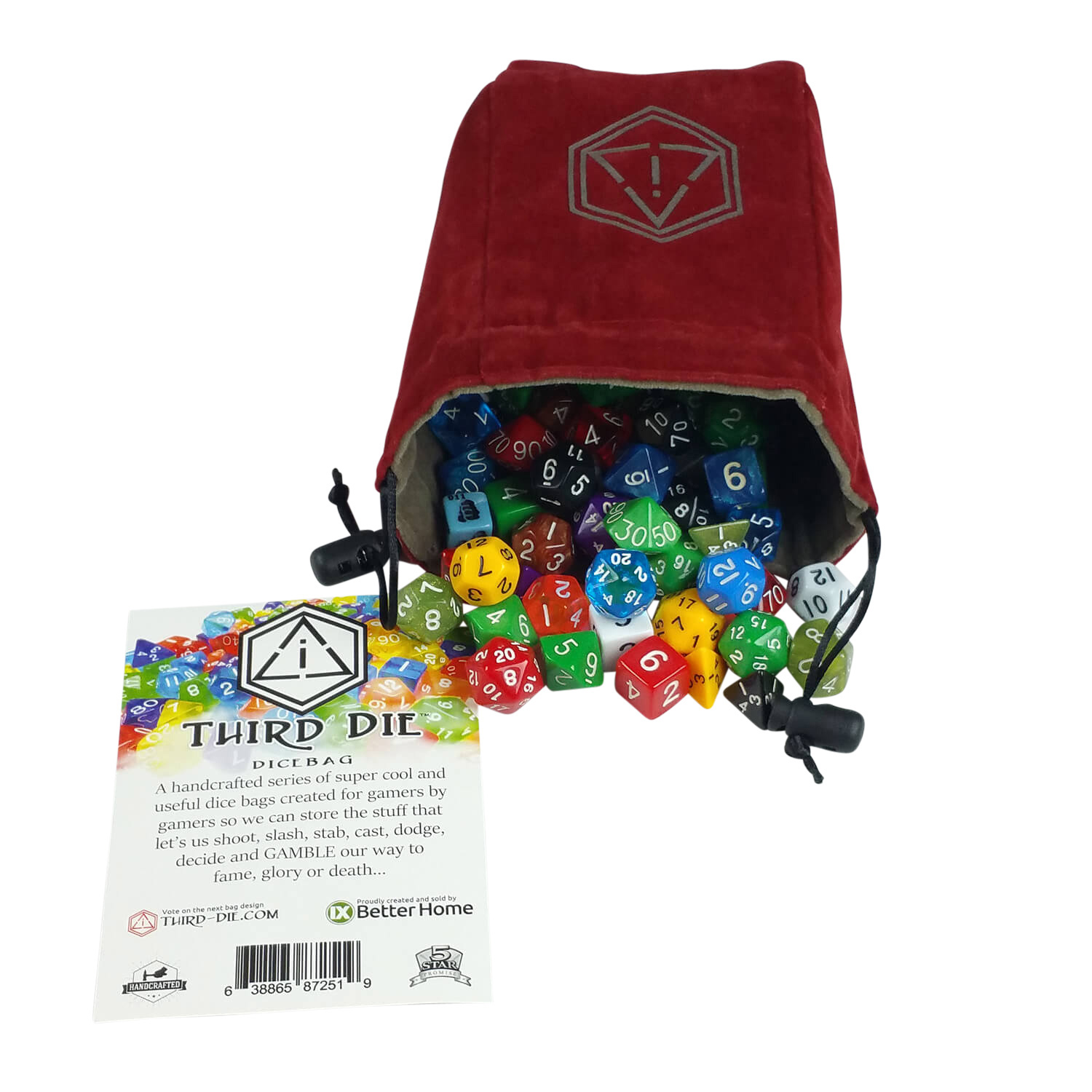 Closes Tight Blue Third Die Dice Bags Stands Open Brand New Reversible