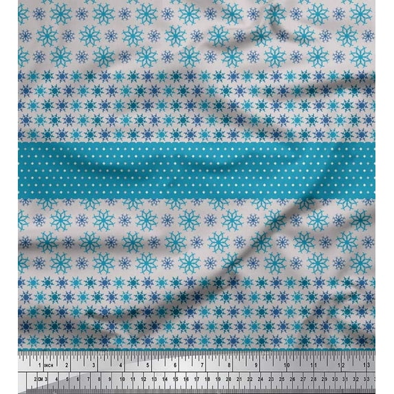 Soimoi Poly Georgette Fabric Diamond Shape & Floral Artistic Decor Fabric Printed Yard 52 Inch Wide
