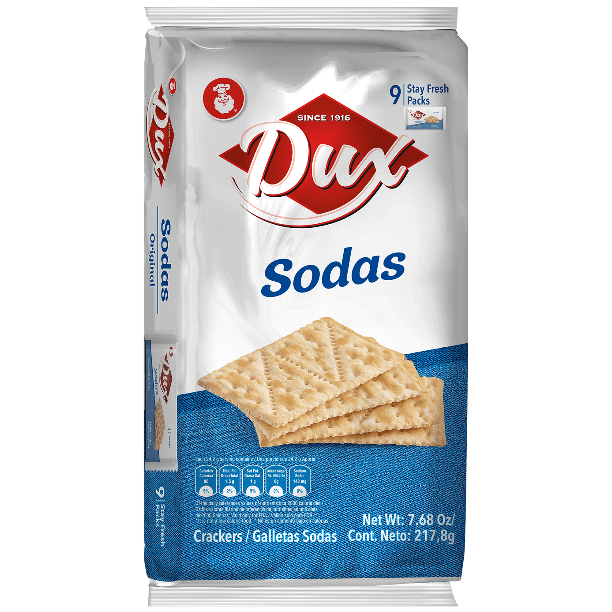 Dux Soda Crackers Bag, 7.62 oz, Pack of 4