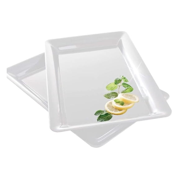 20 White Plastic Trays Heavy Duty Plastic Serving Tray 12" x 18" Large Serving Platters Food Tray Decorative Serving Trays Activity Trays Arts and Sensory Tray
