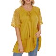 thumbnail image 3 of Mittory Women's Plus Size Summer Tops Short Sleeve Lace Pleated Blouses Tunic Tops, 3 of 8
