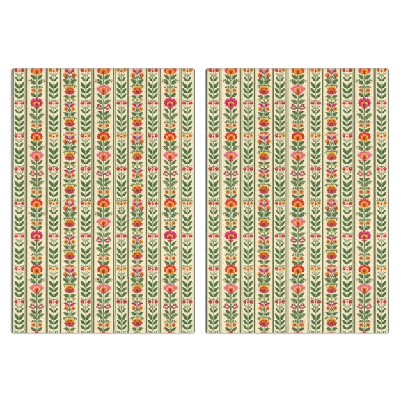 2 Pcs Pioneer Flower Floral Print Pattern Kitchen Towels, Funny Microfiber Dish Towel Set, 18" X 26" Tea Towels