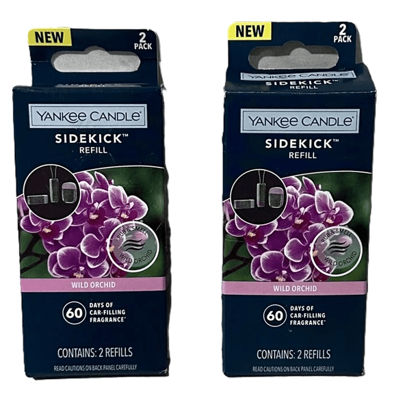 Yankee Candle Sidekick Collection - Wild Orchid - Pack of 2 Fragrance Refill Car Air Freshener (Set of 2 - Total of 4)