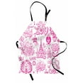 thumbnail image 1 of Doodle Apron I Love You Valenties Design Hugging Touching Singing Hearts Coffee Expressing Affection, Unisex Kitchen Bib Apron with Adjustable Neck for Cooking Baking Gardening, Pink, by Ambesonne, 1 of 3