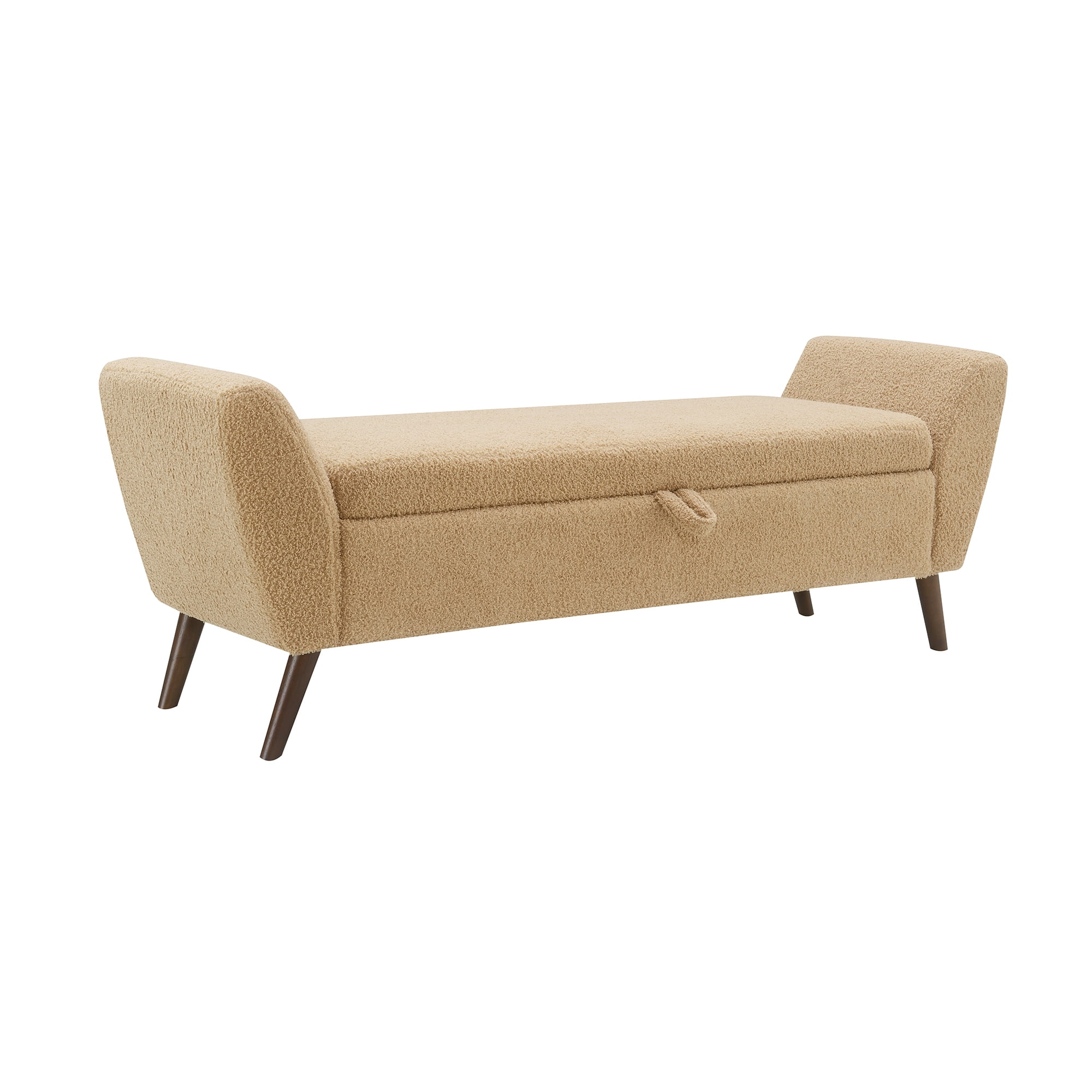 HOQBN 60" Modern Storage Bench with Mid-Centruy Wood Legs,Bench with Storage for Living Room, Bedroom Coffee