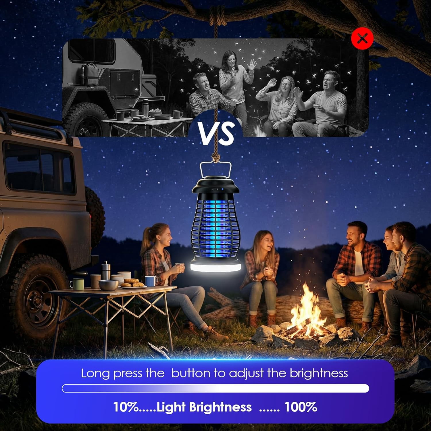 Bug Zapper Outdoor & Indoor,Cordless Portable Mosquito Zapper with Rechargeable 4800mAh Battery & Camping Light,Mosquito Repellent Outdoor Patio,Electric Fly Trap for Patio,Backyard and Garden - LB