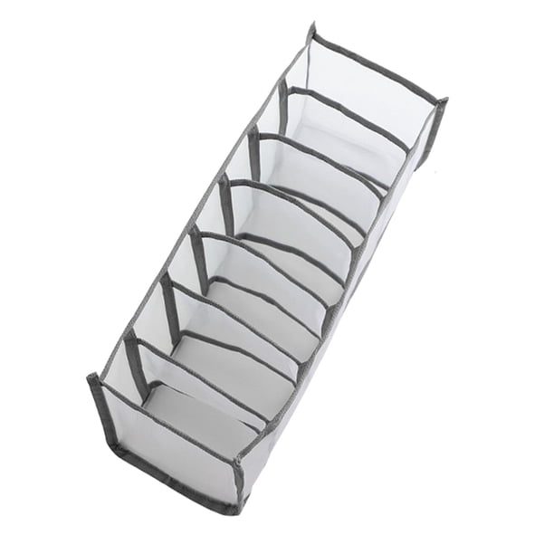Organizador de cajones con divisor de tela, plegable, para guardar calcetines y ropa interior. Gris 7 Rejillas