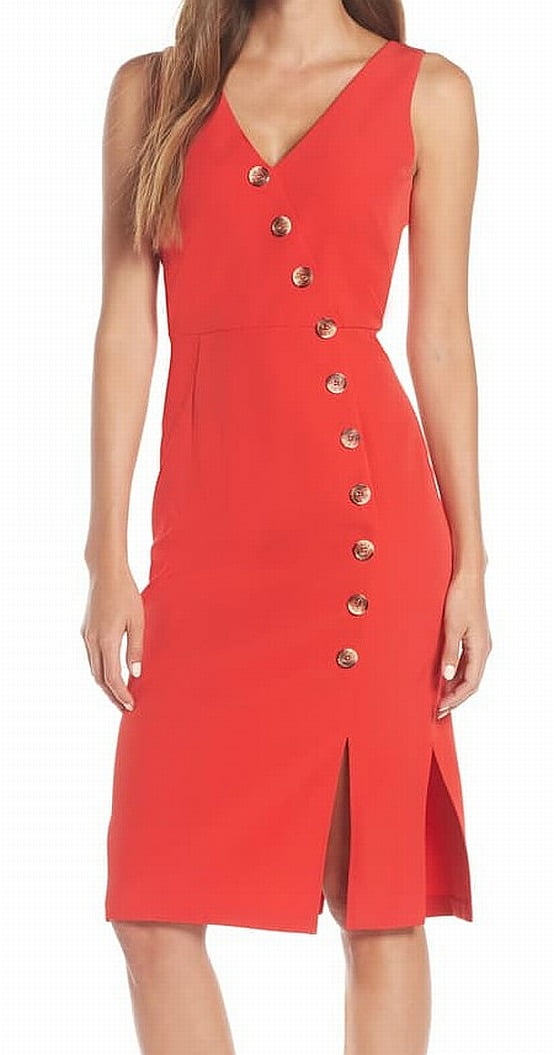 Vince Camuto Ruffle-Sleeve Chiffon Shift Dress Hot Pink 2