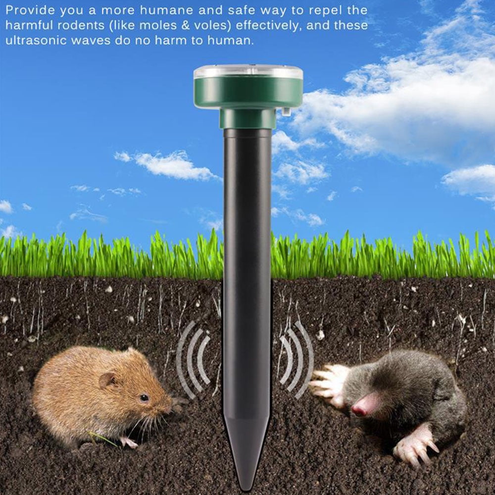 4 X Ultrasonic Solar Power Garden Lawn Animal Mole Mice Mouse Rat Snack Repeller 